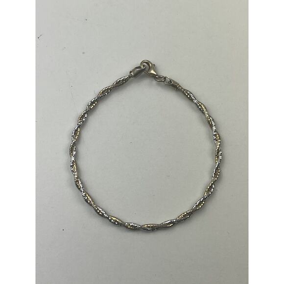 P. Lux Sterling Silver & Vermeil Twisted Bracelet 7" Shiny Disco Ball Style - Picture 3 of 10